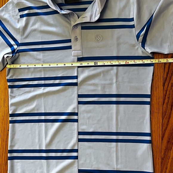 NEW G/FORE Mens Striped Offset Golf Polo Shirt Size Small Blue Short Sleeve - Picture 9 of 10